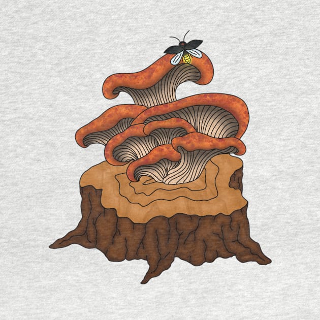 Forest Mushrooms On Tree Stump by TheEmeraldOwl_byKaitlyn